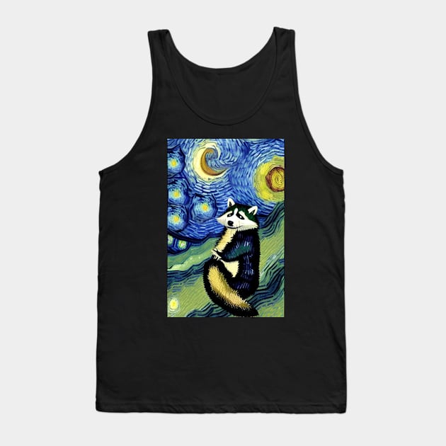 Starry Night Raccoon Tank Top by hunnydoll